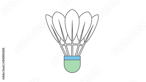 Simple Outline Illustration of a Shuttlecock on White Background