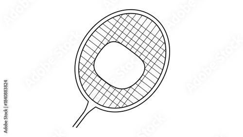 Concentric Oval Net Pattern on Sports Racquet Frame Outline Isolated Sport Equipment Graphic