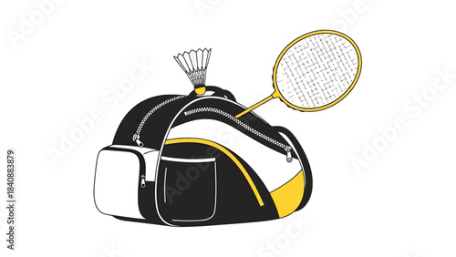 Sports Bag with Racquet and Shuttlecock Ready for Action