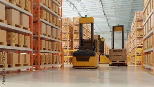 State-of-the-art industrial storage facility showcasing robotics technology in the supply chain, emphasizing distribution, automation, and the future of smart warehousing- 3D rendering