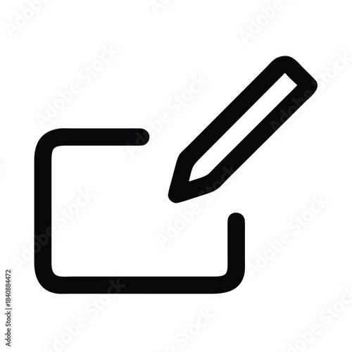 A stylized icon of a pencil writing in a square box represents the act of creation or editing.