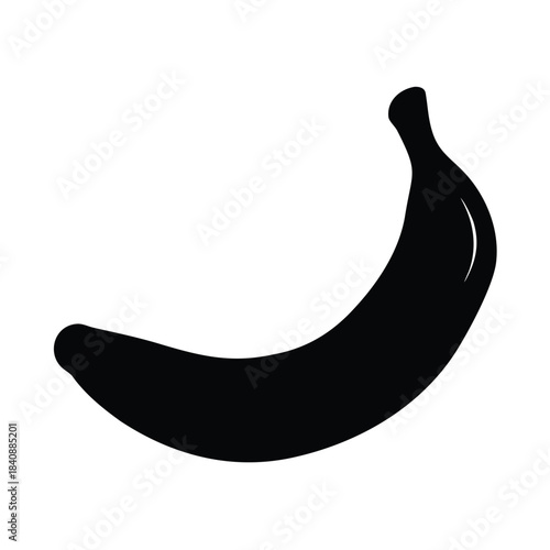A single black silhouette of a banana on a white background.