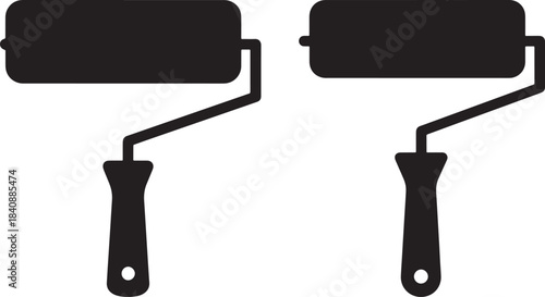 Two paint rollers in silhouette style