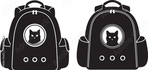 Two black cat carrier backpacks silhouette