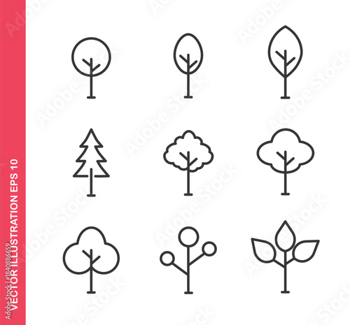 Tree icon. Outline icons collection. Editable stroke.