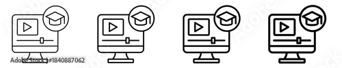 Online Course Icon Set Different Style Collection
