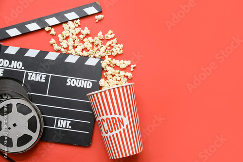 Movie clapper with film ree...