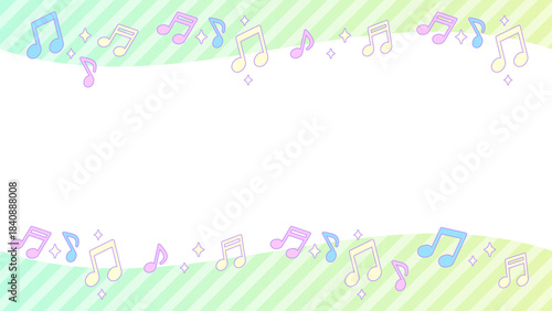 音符のパステルフレーム【16:9素材シリーズ】