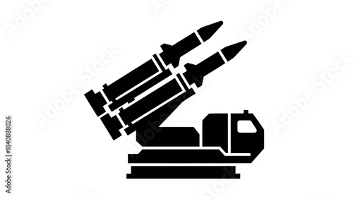 Missile Launcher Icon Black and White Illustration.