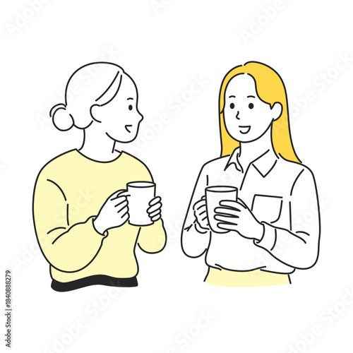 同僚とコーヒーブレイクを楽しむ女性たち