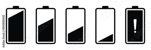 Batteries icon, battery charge indicator. Battery level, energy full vector template. Battery line icon set. Icons related to battery, charger, charge, indicator and more. Vector illustration. EPS 10