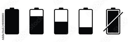 Batteries icon, battery charge indicator. Battery level, energy full vector template. Battery line icon set. Icons related to battery, charger, charge, indicator and more. Vector illustration. EPS 10