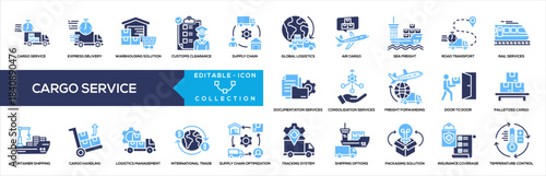 Cargo Service Glyph Color Icon Collection