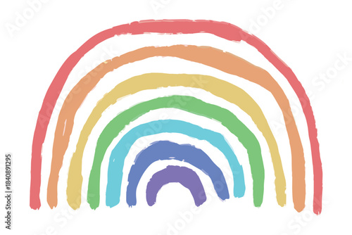 幼稚園・保育園・小児科向け｜クレヨンタッチの海外風虹イラスト
Vivid Crayon-Style Rainbow Illustration (Overseas Style)