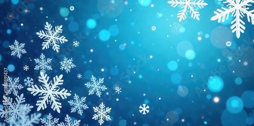 Intricate white snowflakes on a blue background , new year, detail