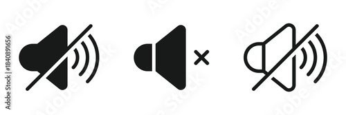 Sound off icon. Speaker mute icon. Sound vector icon, music volume symbol. Flat design. Vector illustration. EPS 10