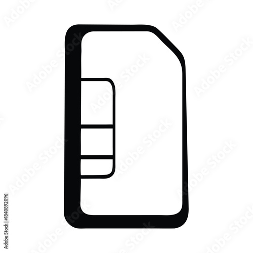 A simple outline of a SIM card is shown against a white background.