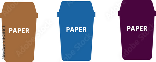 Color-Coded Waste Bin Vector Icon for Organized Recycling