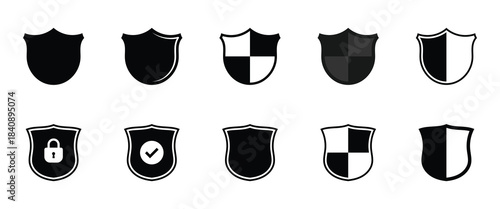 Vector illustration of security protection shield icon set isolated on white background. Vector illustration. EPS 10