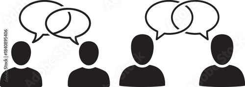 Two pairs of people talking silhouette