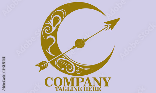 Moon Bow Vector Illustration. Moon Bow Logo Art