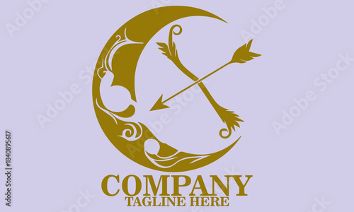 Moon Bow Vector Illustration. Moon Bow Logo Art