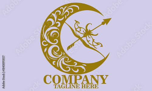 Moon Bow Vector Illustration. Moon Bow Logo Art