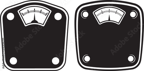 Two vintage bathroom scale silhouettes side by side