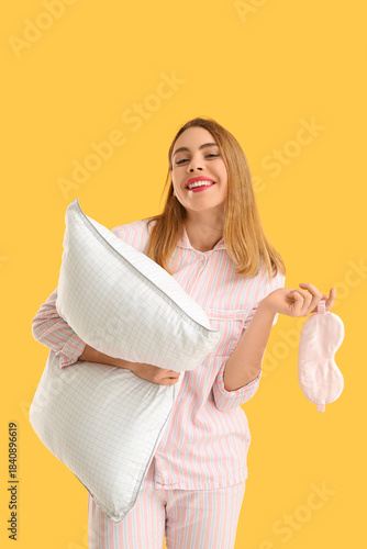 Happy young woman with whit...