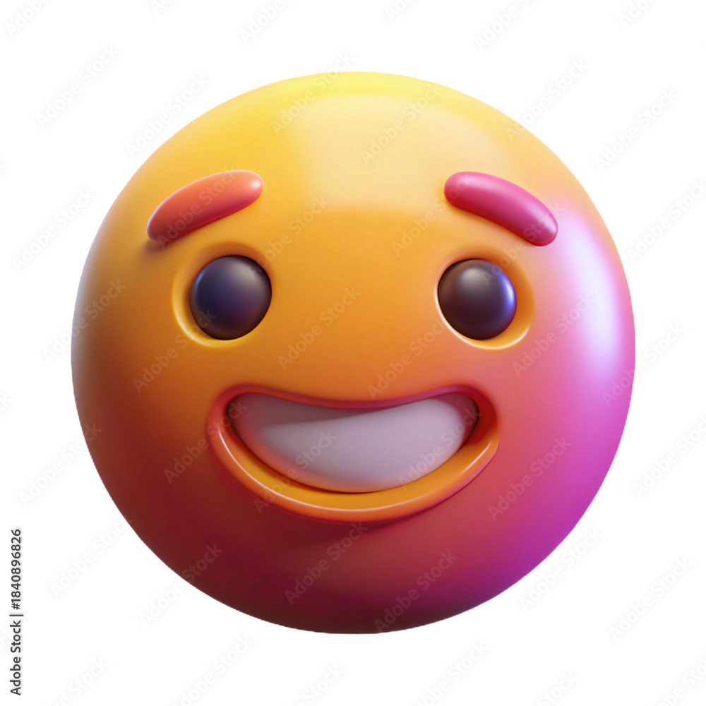 Fototapeta premium 3d grinning face with smiling eyes emoji isolated on white background