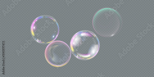 Realistic soap bubbles. bubbles on a transparent background.