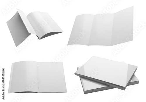 Wallpaper Mural Four white paper objects isolated on transparent background Torontodigital.ca