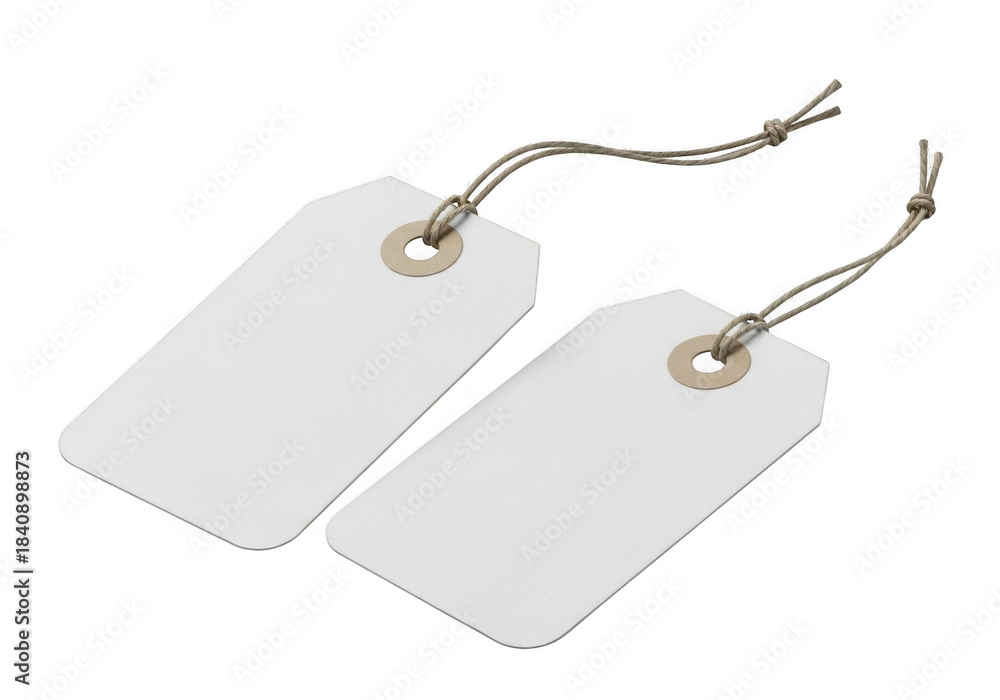 Fototapeta premium Two blank tags isolated on transparent background