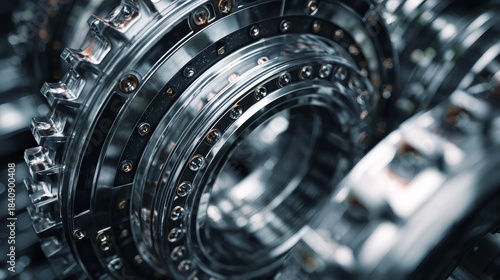 Close-up view of precision mechanical gears in industrial machinery