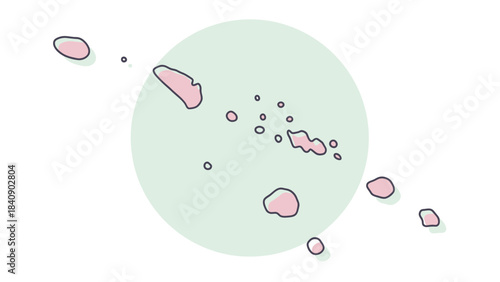 Island Hopping A Serene Illustration of Scattered Islands in a Calm Ocean Circle,  Perfect for Travel Guides