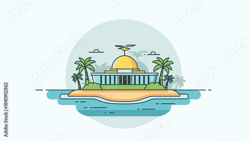 Tropical Paradise Retreat An Island Getaway with Exotic Palm Trees and Modern Architecture