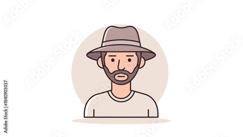 Stylish Bearded Man in a Hat A Modern Illustration of Personal Style and Character