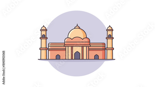 Vector Illustration of a Traditional Eastern Building Mosque, Shrine or Palace