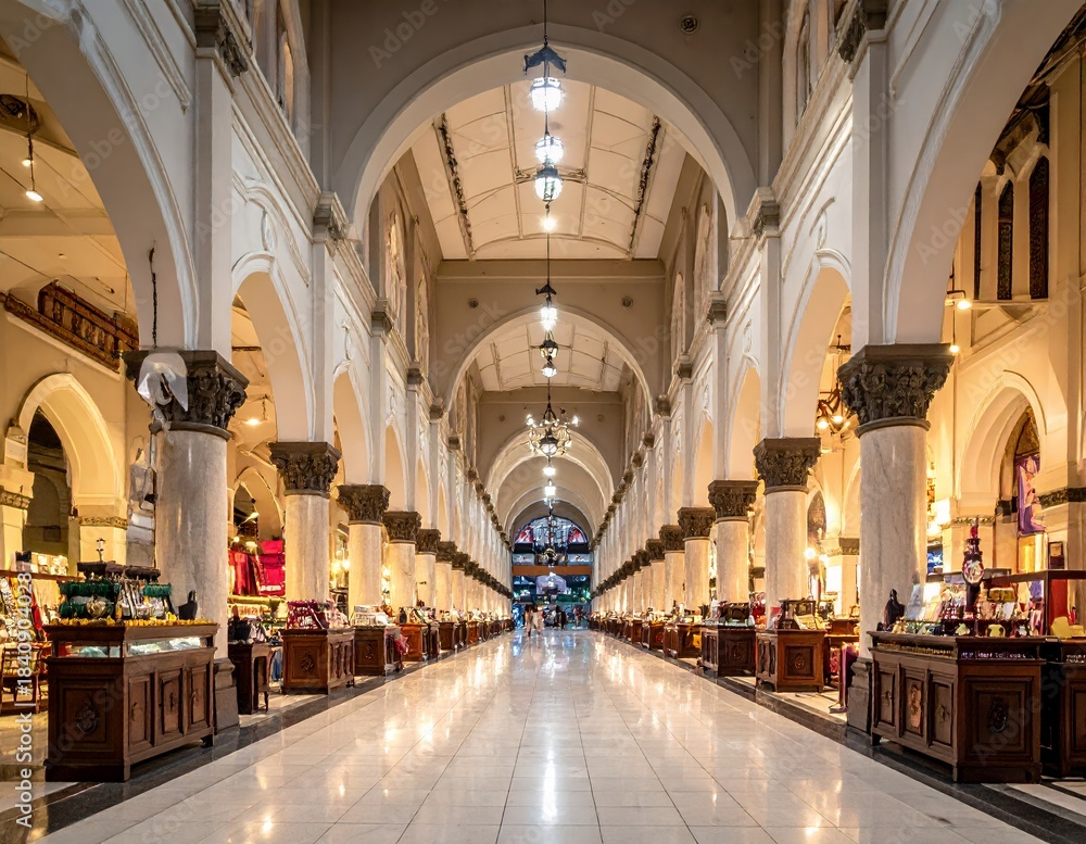 Fototapeta premium Grand Interior of a Historic Cathedral with Arched Ceilings and Ornate Decorations.