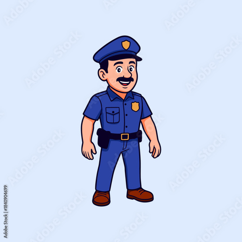 Cartoon illustration of a police officer. Image of a security officer.