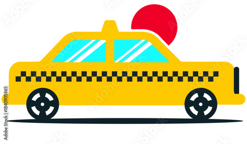 Yellow Taxi Car Cab Cartoon Vehicle Transport vector – City Transportation Icon Illustration, taxi, cab, vehicle, car, transport, transportation