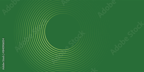 Abstract modern bright green gradient background with glowing neon circle lines element and halftone dots decoration. Trendy simple texture creative design. Suit for presentation, website