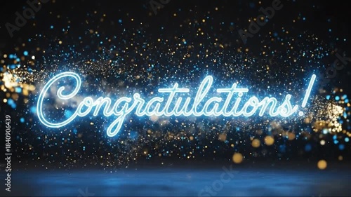 Sparkling congratulations with magical particles for awards and event success