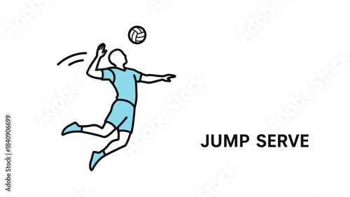 Dynamic Action Illustration Athlete Performing an Athletic Sport Jump Serve Move for Competition and Recreation