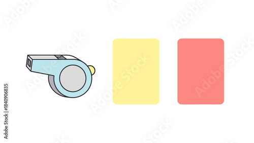 Referee s Whistle and Penalty Cards for Sports Game Decisions and Rules Sports Equipment Concept
