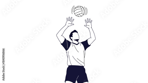 Athlete Serving a Ball in a Sporting Match Dynamic Action Illustration