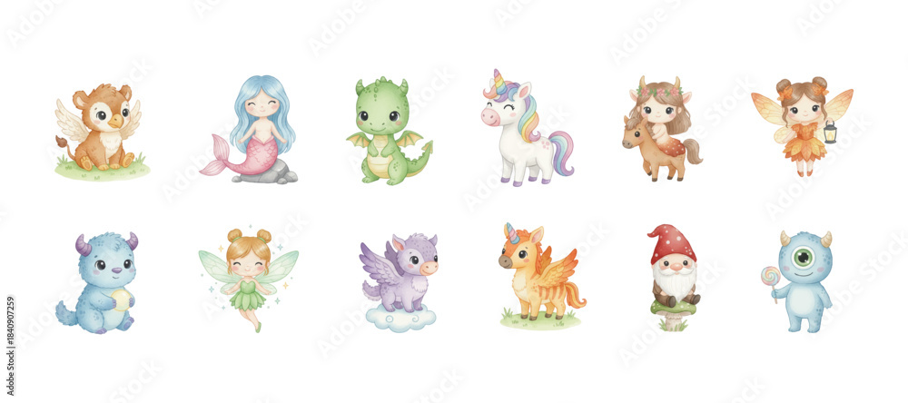 Obraz premium cute kids storybook fairytale characters