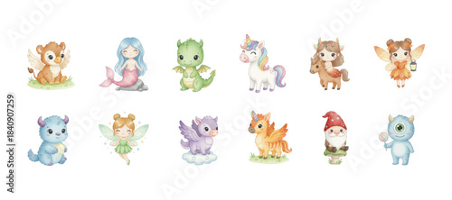 cute kids storybook fairytale characters