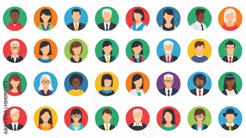 Diverse Group of People Avatars Representing a Global Community.