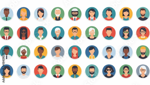 Diverse group of people avatars in colorful circles representing a global community.